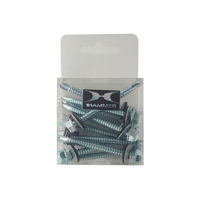 پیچ سرمته هامر مدل شیروانی واشردار کد 60mm بسته 10 عددی
