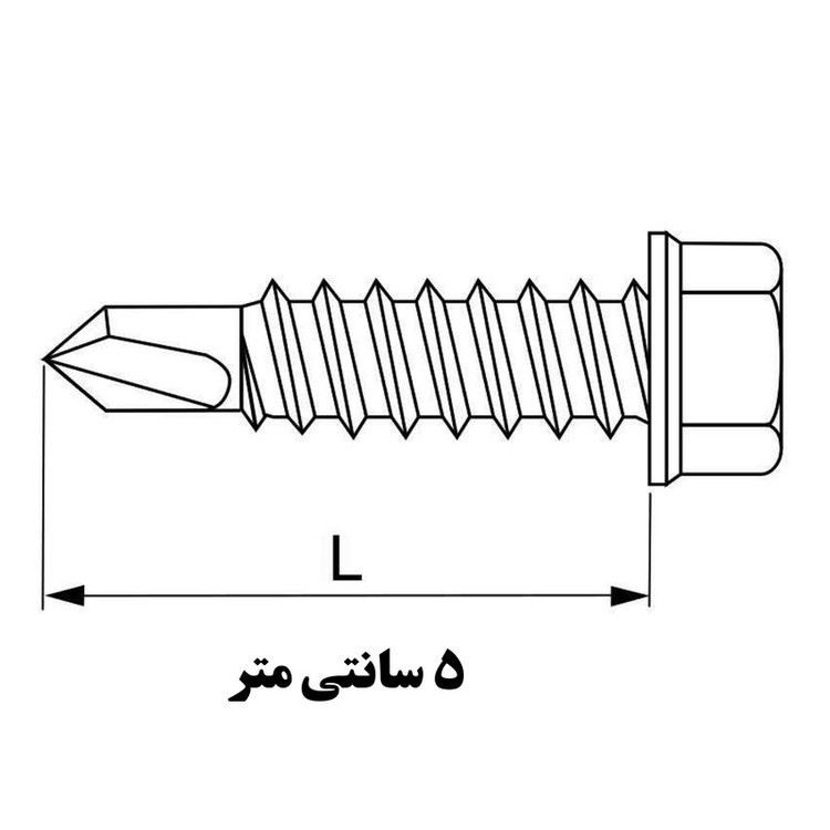 پیچ سرمته هامر مدل شیروانی واشردار کد 50mm بسته 10 عددی