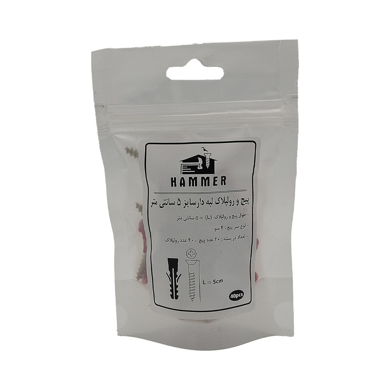 پیچ و رول پلاک هامر مدل لبه دار 4so-5cm مجموعه 30 عددی
