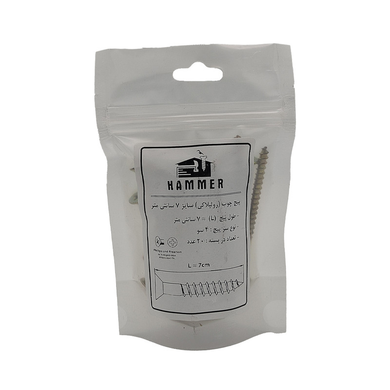 پیچ چوب هامر مدل چهارسو کد 4so-7cm مجموعه 30 عددی