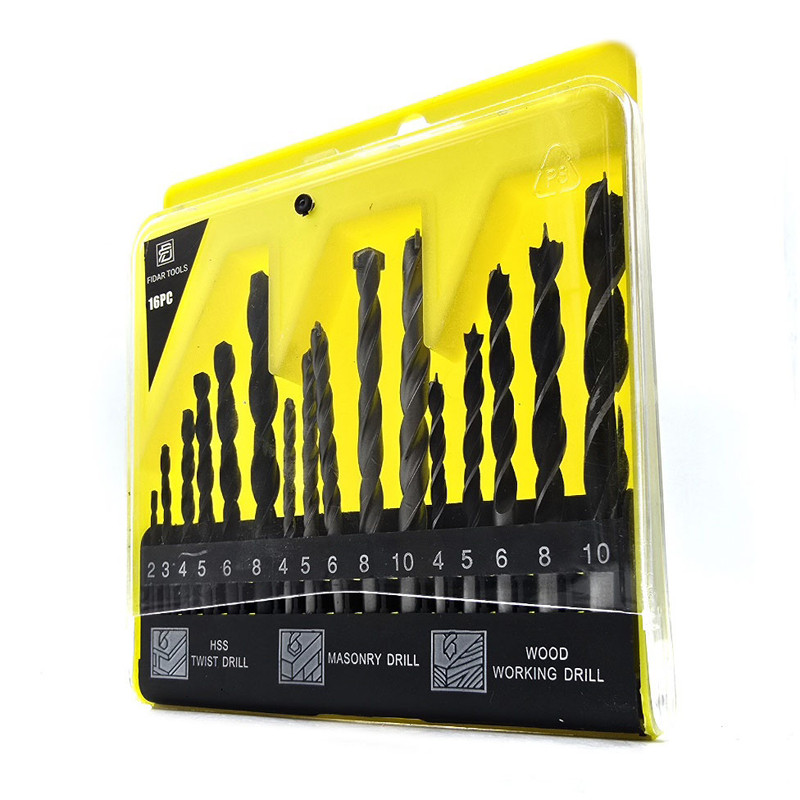 مته دریل شارژی و دریل برقی فیدار  مدل HSS-16PCS مجموعه 16 عددی
