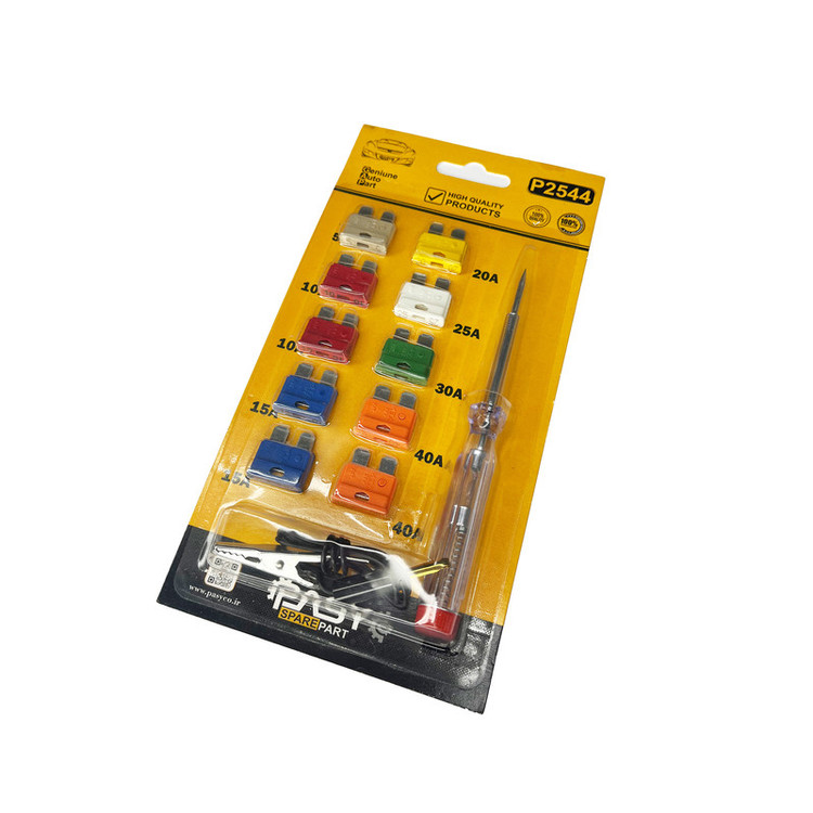 کیت تستر فیوز و فیوز کارتی پاسیکو مدل P2544 بسته 12 عددی