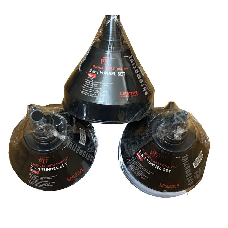 قیف خرطومی خودرو پی تی سی مدل 2in 1 Funnel بسته 3 عددی