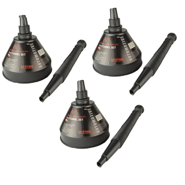 قیف خرطومی خودرو پی تی سی مدل 2in 1 Funnel بسته 3 عددی