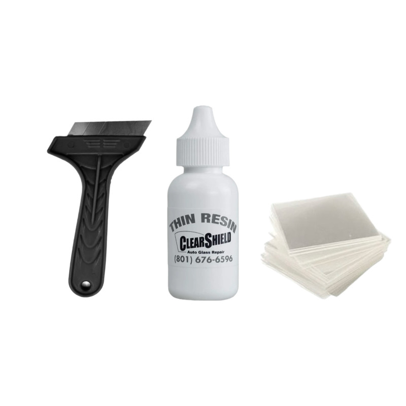 چسب ترمیم کننده شیشه خودرو کلرشیلد مدل thin-resin حجم ۱۰ میلی لیتر