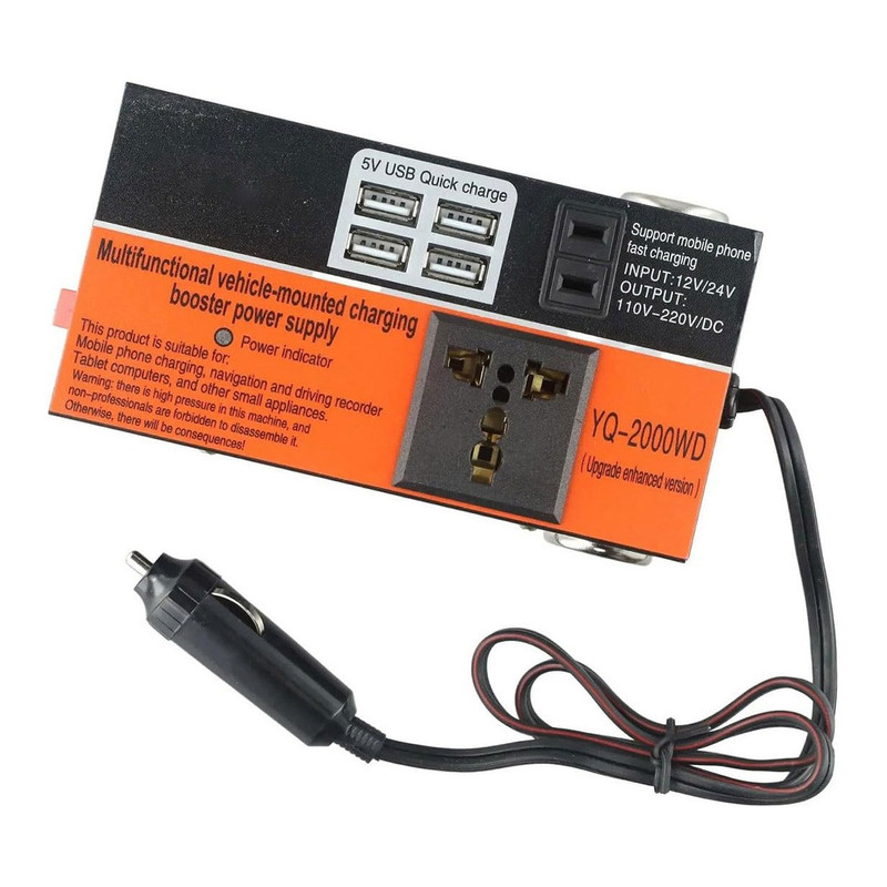 اینورتر برق فندکی خودرو مدل YQ-2000WD ظرفیت 200 وات