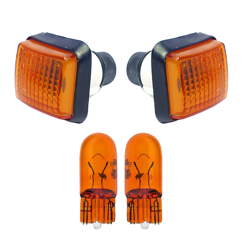 چراغ گلگیر خودرو قطعه سازان کبیر مدل LIGHT-405ORG-30955 مناسب برای پژو 405 به همراه لامپ مجموعه 4 عددی
