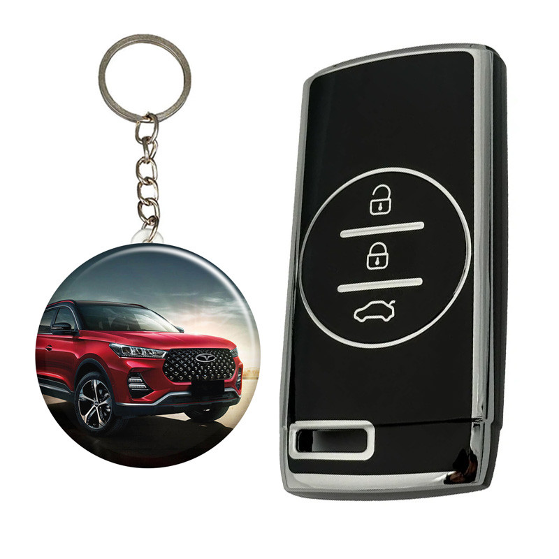 کاور ریموت و سوئیچ خودرو کالانیکس مدل COV-TIGO7PRO-100594 طرح لاکچری مناسب برای تیگو 7 پرو به همراه جاسوئیچی