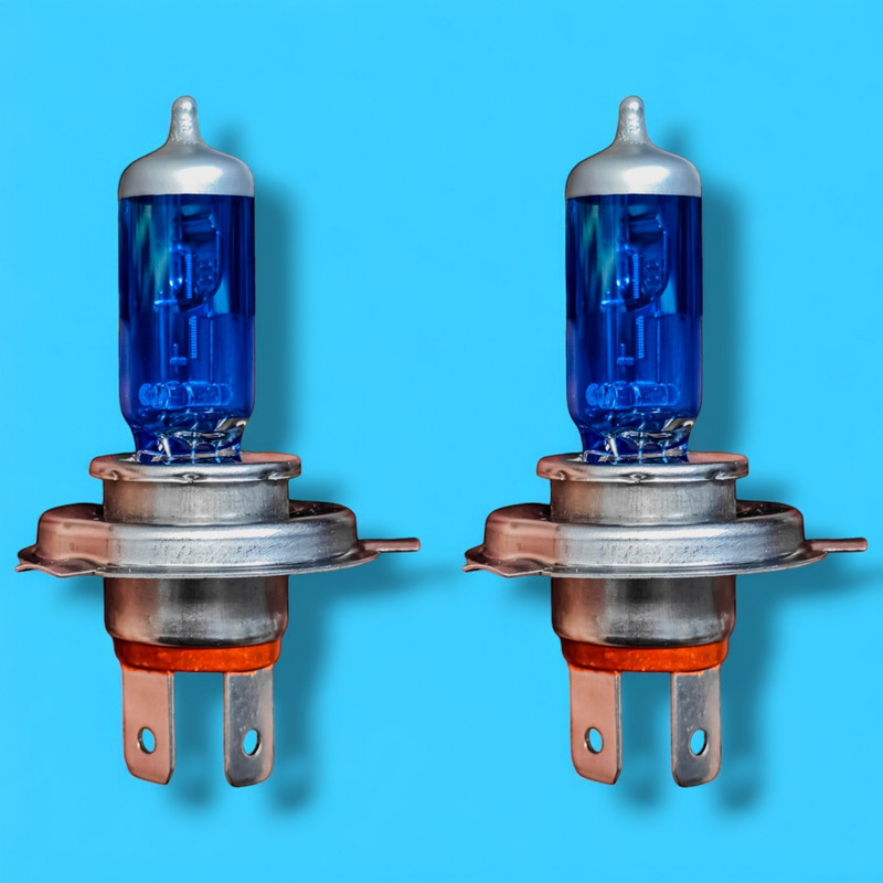 لامپ نور پایین و نور بالا چراغ جلو تک حالته بست یدک مدل یخی کد E21 پایه H4 مناسب برای بی ام و سری ۳ بسته ۲ عددی