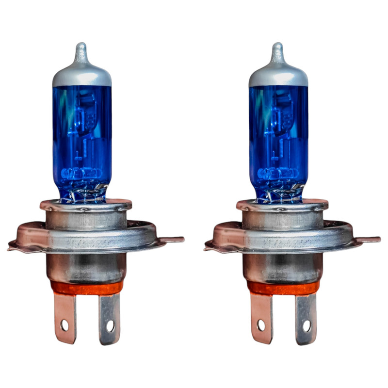 لامپ نور پایین و نور بالا چراغ جلو تک حالته بست یدک مدل یخی پایه H4 مناسب برای لیفان X60 بسته ۲ عددی