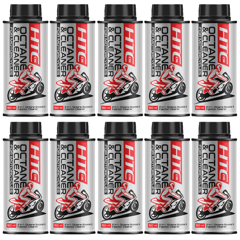 مکمل سوخت و تمیزکننده انژکتور موتور سیکلت اچ تی سی مدل اکتان کلینر حجم ۱۵۰ میلی لیتر بسته 10 عددی