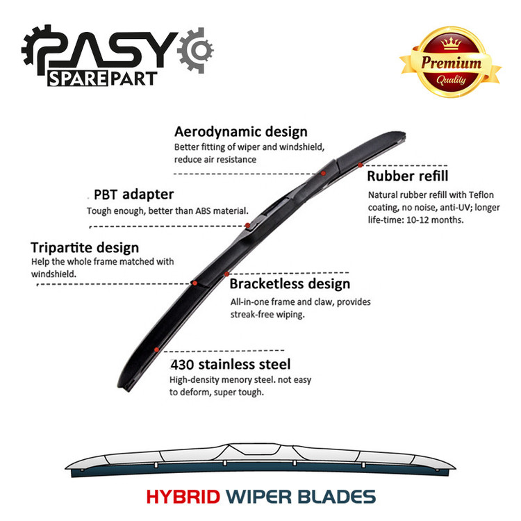 تیغه برف پاککن پاسیکو مدل HYBRID PLUS مناسب برای هیوندای سانتافه بسته 2 عددی